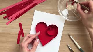 Quilling Valentine’s Day Card Контурный квиллинг Квиллинг сердце  Квиллинг Валентинка [upl. by Deste]