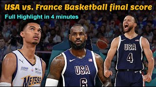 USA vs France basketball final score  Full Highlight in 4 minutes [upl. by Vladamir]