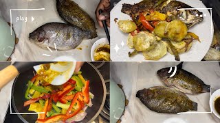 TILAPIA FISH AND SWEET POTATOES Easy dinner tilapia fish cooking recipe [upl. by Ahsenit698]