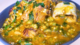 How to make Delicious Ogbono and Okro Soup [upl. by Eatnuahs]