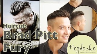 Brad Pitt Fury Frisur Haarschnitt  Undercut Haircut Extreme mit Haarteil [upl. by Shir]