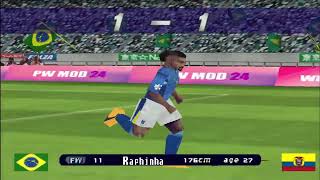 World Soccer Winning Eleven 2002 Mod PasionWe 2024 Summer transfers Eccuador vs Brazil Gameplay [upl. by Alegnat]