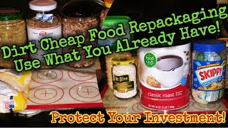 Dirt Cheap Food RepackagingProtect Your InvestmentUse What You Haveprepperpantry foodsecurity [upl. by Josselyn165]