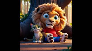 Adorable Lion Cub amp Cute Cat Become Best Friends 🦁🐱 Heartwarming Friendship Story youtubeshorts [upl. by Anilrac857]