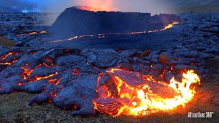 Iceland Volcano Eruption amp Lava Flow  Walking Next to a Lava  Geldingadalir 🌋 [upl. by Keg983]