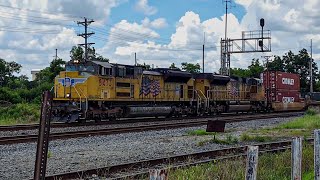 Union Pacific 281 Intermodal and AutoRack Train in Cordele GA [upl. by Ahsenav]