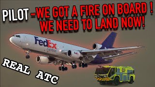 REAL ATC  Mayday mayday mayday we have fire on board FedeEX DC10 [upl. by Assenal622]