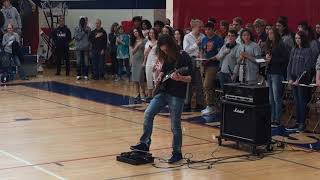 12th Grader Shredding the National Anthem on Electric Guitar [upl. by Erbma859]