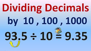 Dividing decimals by 10 100  1000  10000  Math [upl. by Karoly]