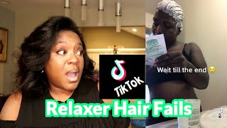 Relaxer Fails  Hair Stylist Reacts🙃 [upl. by Ocnarfnaig]