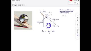 Conditions under which a cylinder rolls down a rough inclined plane [upl. by Sokcin458]