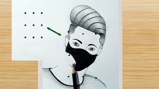 How to draw a boy from 9 points  boy with mask drawing easy step by step  boy drawing easy [upl. by Neersin504]