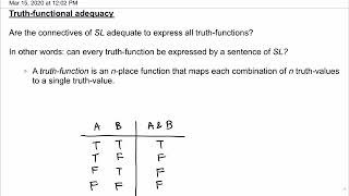 Metatheory 1 Truthfunctional Adequacy [upl. by Sergeant]