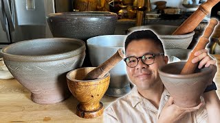 How to season a mortar and pestle Lao Version [upl. by Karee]