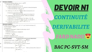 🔥Devoir corrigé N1🔥La Continuité et Dérivabilite dune fonction PCSVTSTM إتصال و إشتقاق دالة V2 [upl. by Tomasz411]