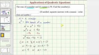 Ex Quadratic Equation App  Find a Number Given the Sum of A Number and Its Square [upl. by Hcire]