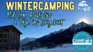 Wintercamping im Brandnertal 2 Tage Kurztrip mit dem Bulli ins Skigebiet VW California T61 [upl. by Birdella]