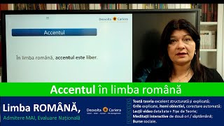 ACCENTUL în limba română  Evaluare Națională și Admitere în MAI  tematica nouă [upl. by Ellak]