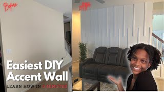 Easiest DIY Accent Wall For Beginners  Lined Accent Wall  Learn How In Under 5 MINUTES [upl. by Aciretnahs989]