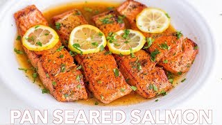 Easy Pan Seared Salmon Recipe with Lemon Butter [upl. by Zoeller]