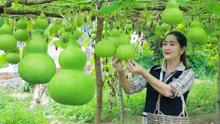 Cute bottle gourd recipe for dinner in my homeland  Have you ever eat this gourd in your country [upl. by Norak755]