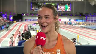 Netherlands Lieke Klaver speaks after her win in the 400m semifinal [upl. by Nuahsed740]