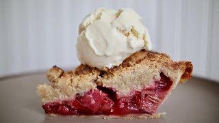 Homemade Strawberry Rhubarb Pie with a Double Crumb Topping Recipe [upl. by Nnylesor]