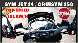 SYM JET 14 150cc  CRUISYM 150 TOP SPEED 121KMH [upl. by Moitoso]