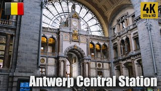 Antwerp Central Station  Belgium Walking Tour 4k60fps 2022 [upl. by Leor]