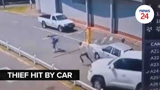 WATCH  Pursed off Durban woman runs over mugger with Tazz and secures her bag [upl. by Ylagam]