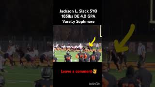 Jackson L Slack Varsity Sophmore 510 185lbs highschoolsports football highlights sophmore espn [upl. by Danit449]