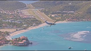 Windy and Low Approach Police at the Fence and much More  St Barth Airport [upl. by Irwinn192]