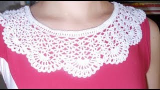 Воротник Крючком на Платье  2020  Collar Crochet on Dress  Häkelkragen auf Kleid [upl. by Marybelle]