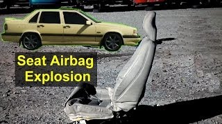 Seat airbag explosion  deployment front SIPS Volvo 850  VOTD [upl. by Alveta]