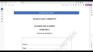 Exercise 2 Alkanes and Alkenes Structure 1 to 3 Cambridge IGCSE O level Chemistry Lesson 65 part d [upl. by Elehcor487]