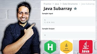 HackerRank  Java  SubArray  Certification  Gold Badge [upl. by Ahsiled]