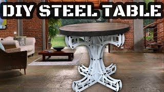 DIY Industrial Steel Table  20 Ton Rated  Plans and Kits Available  Metal and Wood Furniture [upl. by Dahraf]