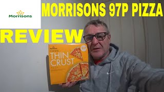 MORRISONS 97P CHEESE THIN CRUST PIZZA REVIEW [upl. by Ardnoed]