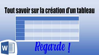 TOUT SAVOIR SUR LA CREATION DUN TABLEAU WORD 2019 [upl. by Trinia371]