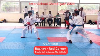 Male Kumite 45kg  U17 Inter School Karate Tournament Chandigarh 2024 [upl. by Armanda247]