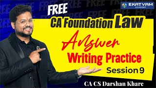 CA Foundation Law Answer writing Lect 9 CA Foundation Law Revision  CA Darshan Khare [upl. by Strader]