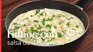 Fídeos con salsa de 3 quesos ¡súper fácil y listo en minutos [upl. by Nitfa]