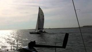 Dragonfly 1000 Sun sailing close hauled north sea near Wangerooge [upl. by Eldora]