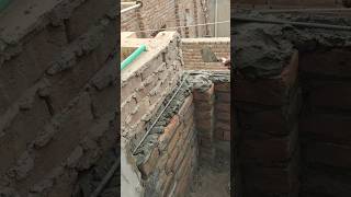 Iron Rod Between Walls Corner For Strength wall bricks contruction technique skills tricks [upl. by Daugherty464]