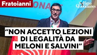 Fratoianni quotNon prendo lezioni di legalità da una destra che non sa dire la parola antifascistaquot [upl. by Nehgam463]