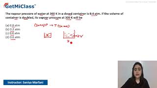 Vapor Pressure with Doubled Volume KCET 11th Chemistry States of Matter [upl. by Alakcim]