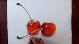 Drawing Cherries  Prismacolor Pencils [upl. by Sabra726]