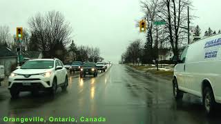 Driving in Orangeville Ontario Canada in Winter Rain 4K [upl. by Quintus177]