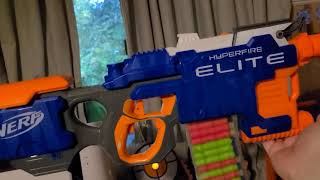 Nerf Elite Hyperfire Foam Dart Blaster Firing Demo [upl. by Eirrot798]