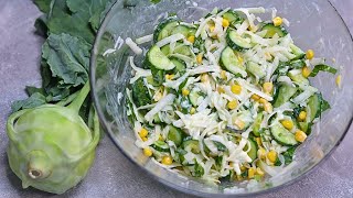 Leckerer Salat in 3 Min Ich werde nie müde den Salat zu essen Kohlrabi Gurken Salat mit Joghurt [upl. by Danyelle33]